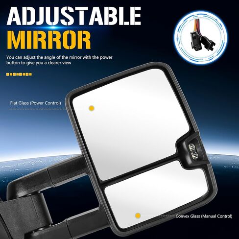 Towing Mirrors Fit for Chevrolet GMC C1500 K1500 C2500 K2500 K3500 C3500 1988-1998 C1500 C2500 K1500 K2500 Suburban Tahoe Yukon 1992-1999 Power Heated Clearance Turn Signal Light Set of 2 in Saudi Arabia