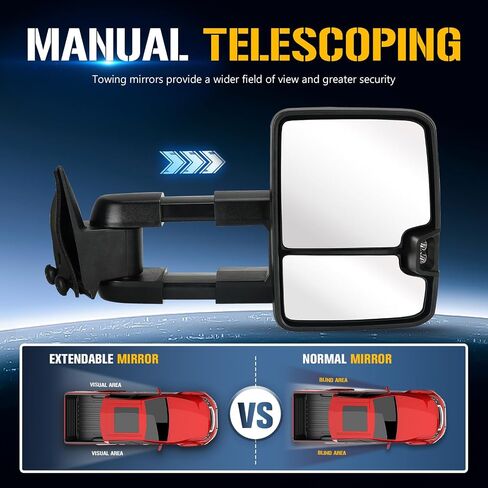 Towing Mirrors Fit for Chevrolet GMC C1500 K1500 C2500 K2500 K3500 C3500 1988-1998 C1500 C2500 K1500 K2500 Suburban Tahoe Yukon 1992-1999 Power Heated Clearance Turn Signal Light Set of 2 in Saudi Arabia