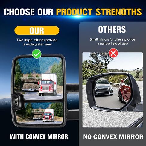 Towing Mirrors Fit for Chevrolet GMC C1500 K1500 C2500 K2500 K3500 C3500 1988-1998 C1500 C2500 K1500 K2500 Suburban Tahoe Yukon 1992-1999 Power Heated Clearance Turn Signal Light Set of 2 in Saudi Arabia