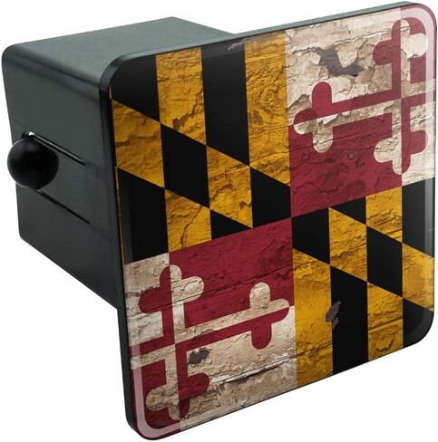 Rustic Distressed Maryland State Flag Tow Trailer Hitch Cover Plug Insert in Saudi Arabia