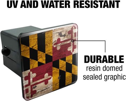 Rustic Distressed Maryland State Flag Tow Trailer Hitch Cover Plug Insert in Saudi Arabia