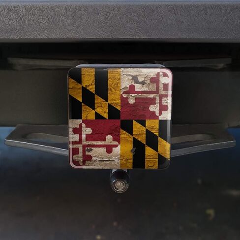 Rustic Distressed Maryland State Flag Tow Trailer Hitch Cover Plug Insert in Saudi Arabia