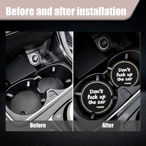 4 PCS Bling Car Cup Coaster, 2.75" 3D Honeycomb Crysta Diamonds English Phrase Personalized Anti-Slip Cup Mat, Waterproof Thermal Insulation Insert Coaster, Universal for Cars (Red & Black) in Saudi Arabia