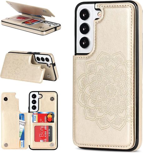 Samsung Galaxy S22Plus 5G Case S22 Plus Card Credit Holder Wallet Protective Cover with Card Slot and Leather Case for Samsung S22Plus 6.7Inch (Black) in Saudi Arabia