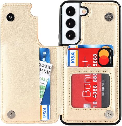 Samsung Galaxy S22Plus 5G Case S22 Plus Card Credit Holder Wallet Protective Cover with Card Slot and Leather Case for Samsung S22Plus 6.7Inch (Black) in Saudi Arabia