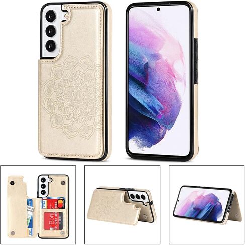 Samsung Galaxy S22Plus 5G Case S22 Plus Card Credit Holder Wallet Protective Cover with Card Slot and Leather Case for Samsung S22Plus 6.7Inch (Black) in Saudi Arabia