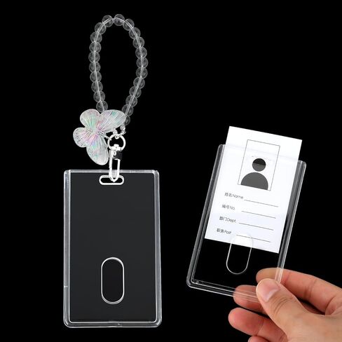 Acrylic Kpop Photocard Holder 3 Inch ID Badge Holder Transparent ID Card Holder Photo Card Protector for Office ID Card for Women in Saudi Arabia