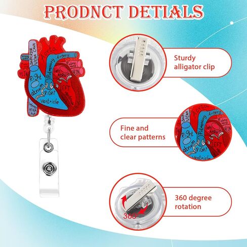 TIESOME Cardiac Retractable Badge Reel Holder, Funny Heart Badge Reels Nursing Name Tag ID Clip Badge Reel Accessories Badge Holders Label Holder for Nurses Nursing Student(Orange) in Saudi Arabia