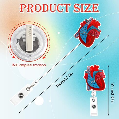TIESOME Cardiac Retractable Badge Reel Holder, Funny Heart Badge Reels Nursing Name Tag ID Clip Badge Reel Accessories Badge Holders Label Holder for Nurses Nursing Student(Orange) in Saudi Arabia