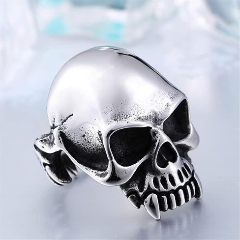 New Mens Stainless Steel Skull Head Ring Punk Skeleton Biker Band Vintage Silver Black Jewelry in Saudi Arabia