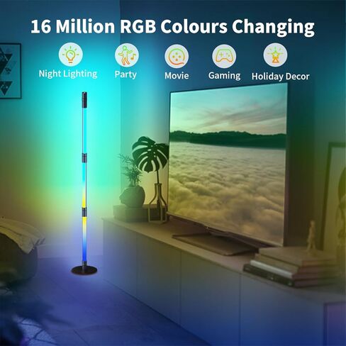 مصباح أرضي زاوية BRIMAX RGBWIC، مصباح أرضي LED قابل للفصل مع ضوء كشاف، مصباح زاوية ذكي مع 16 مليون لون ومزامنة موسيقى DIY، تطبيق وجهاز تحكم عن بعد لغرفة المعيشة وغرفة النوم وغرفة الدراسة وعيد الميلاد in Kuwait