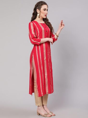 Women's Rayon Floral Print Straight Kurta in Saudi Arabia