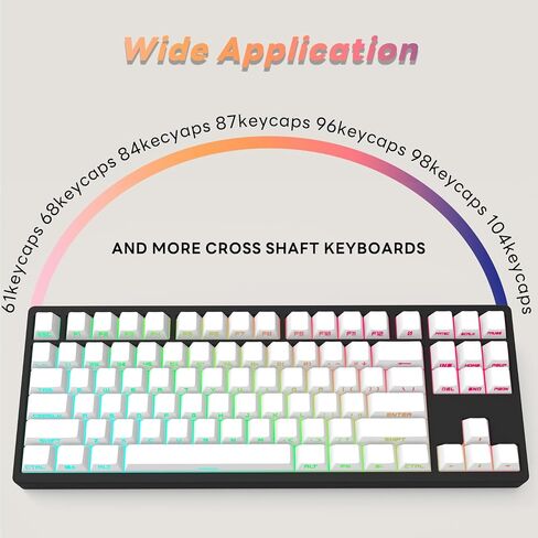 IOAOI PBT Keycaps - Side Print Keycaps, Shine Through PBT Keycaps, 131 Keys OEM Profile Keyboard Keycaps for 100%, 75%, 65%, 60% MX-stem Switches Keyboards - Blue in Saudi Arabia