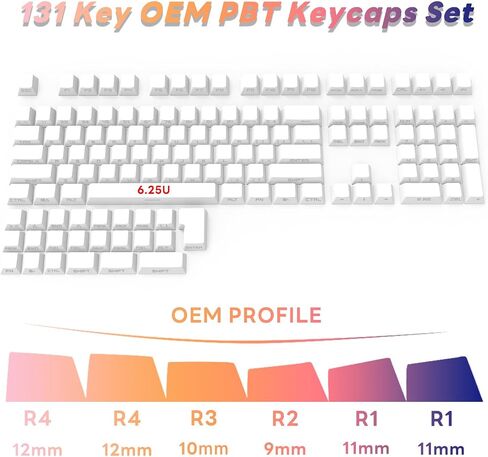 IOAOI PBT Keycaps - Side Print Keycaps, Shine Through PBT Keycaps, 131 Keys OEM Profile Keyboard Keycaps for 100%, 75%, 65%, 60% MX-stem Switches Keyboards - Blue in Saudi Arabia