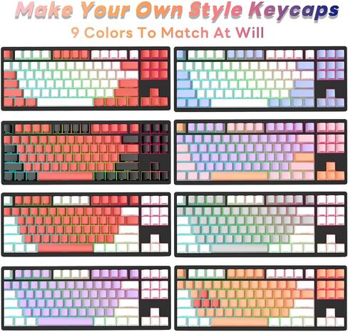 IOAOI PBT Keycaps - Side Print Keycaps, Shine Through PBT Keycaps, 131 Keys OEM Profile Keyboard Keycaps for 100%, 75%, 65%, 60% MX-stem Switches Keyboards - Blue in Saudi Arabia