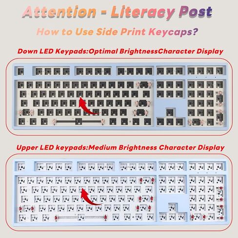 IOAOI PBT Keycaps - Side Print Keycaps, Shine Through PBT Keycaps, 131 Keys OEM Profile Keyboard Keycaps for 100%, 75%, 65%, 60% MX-stem Switches Keyboards - Blue in Saudi Arabia