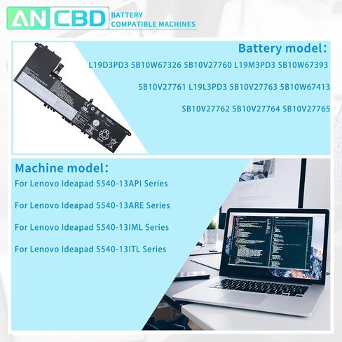 بطارية كمبيوتر محمول قابلة للاستبدال L19M3PD3 L19L3PD3 L19D3PD3 لجهاز Lenovo Ideapad S540-13API 81XC 13IML 81XA Pro 13 Series 5B10V27763 5B10W67413 SB10V27762 SB10W67179 11.52V 56Wh/4915mAh in Saudi Arabia