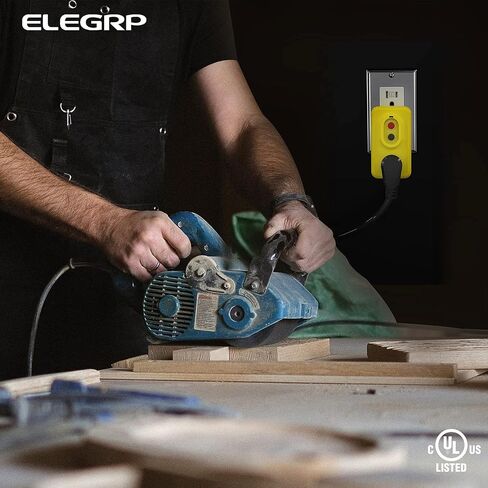 محول GFCI بمنفذ واحد من ELEGRP، محول GFCI مؤرض 15 أمبير، للاستخدام الداخلي مع إعادة الضبط اليدوي، مدرج في قائمة UL، أصفر، حزمة واحدة in Kuwait