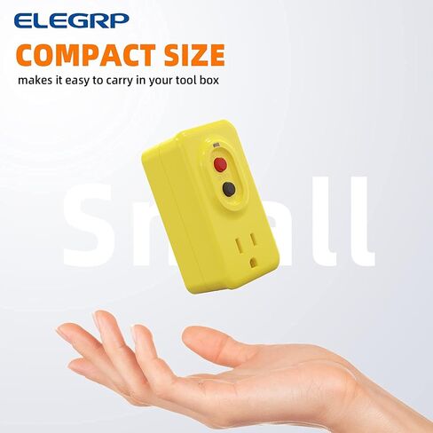 محول GFCI بمنفذ واحد من ELEGRP، محول GFCI مؤرض 15 أمبير، للاستخدام الداخلي مع إعادة الضبط اليدوي، مدرج في قائمة UL، أصفر، حزمة واحدة in Kuwait