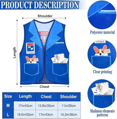 مجموعة أزياء ساعي البريد تتضمن سترة زرقاء وحقيبة قماشية وأظرف ونظارات وقبعة لمستلزمات الهالوين ساعي البريد التنكرية in Kuwait