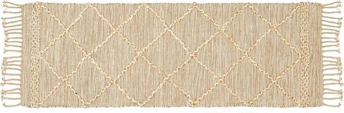 سجادة منطقة Hausattire Jute Boho مقاس 10.16 سم × 15.24 سم - بني طبيعي، سجادة هندسية ماسية كبيرة غير قابلة للانزلاق لغرفة المعيشة والمطبخ وأرضية غرفة النوم | سجاد منسوج لديكور المزرعة - 48 × 72 بوصة in Kuwait