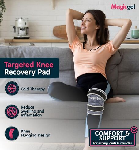 Magic Gel Ice Pack for Knee - Reusable Cold Wrap for Injuries - Soft Flexible Cooling for Icing Knees, Elbow, Calf, Wrist - Adjustable Wraparound Straps in Saudi Arabia