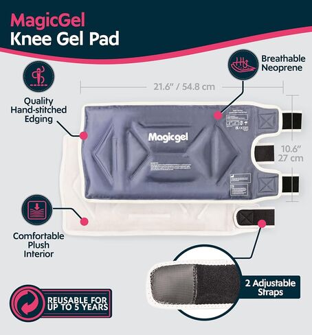 Magic Gel Ice Pack for Knee - Reusable Cold Wrap for Injuries - Soft Flexible Cooling for Icing Knees, Elbow, Calf, Wrist - Adjustable Wraparound Straps in Saudi Arabia