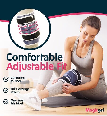 Magic Gel Ice Pack for Knee - Reusable Cold Wrap for Injuries - Soft Flexible Cooling for Icing Knees, Elbow, Calf, Wrist - Adjustable Wraparound Straps in Saudi Arabia