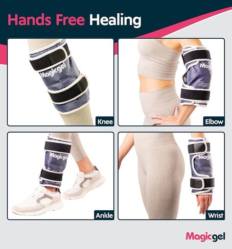 Magic Gel Ice Pack for Knee - Reusable Cold Wrap for Injuries - Soft Flexible Cooling for Icing Knees, Elbow, Calf, Wrist - Adjustable Wraparound Straps in Saudi Arabia