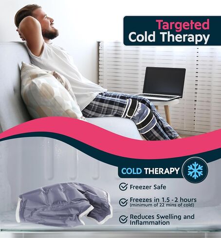 Magic Gel Ice Pack for Knee - Reusable Cold Wrap for Injuries - Soft Flexible Cooling for Icing Knees, Elbow, Calf, Wrist - Adjustable Wraparound Straps in Saudi Arabia
