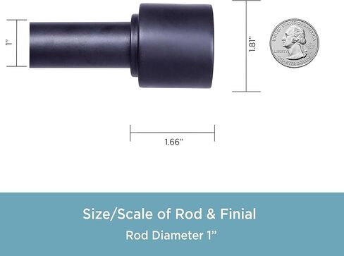 Kenney KNM85965 Astrid Cap End قضيب ستارة نافذة مزخرف ممتاز، طول قابل للتعديل 66-120 بوصة، لمسة نهائية سوداء، أنبوب فولاذي بقطر 1 بوصة in Kuwait
