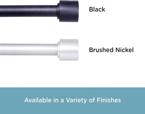Kenney KNM85965 Astrid Cap End قضيب ستارة نافذة مزخرف ممتاز، طول قابل للتعديل 66-120 بوصة، لمسة نهائية سوداء، أنبوب فولاذي بقطر 1 بوصة in Kuwait
