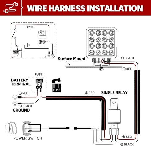 YITAMOTOR 14AWG DT موصل الأسلاك تسخير عدة LED شريط الضوء يصل إلى 300W 12V تشغيل وإيقاف التبديل مقاوم للماء السلطة التتابع بليد فيوز 2 الرصاص 40A 10ft لالتقاط ATV قبالة الطريق الضباب القيادة ضوء LED ضوء العمل in Kuwait