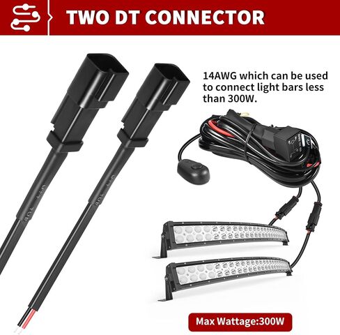 YITAMOTOR 14AWG DT Connector Wiring Harness Kit LED Light Bar Up to 300W 12V On & Off Switch Waterproof Power Relay Blade Fuse 2 Lead 40A 10ft for Pickup ATV Off Road Fog Driving Light LED Work Light in Saudi Arabia