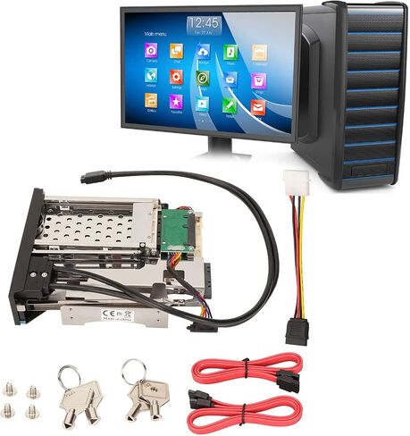 Yoidesu رف القرص الصلب الداخلي SATA، 2.5/3.5in Trayless Hot Swap SATA Mobile Rack Dual USB3.0 SATA HDD تصاعد قوس لخليج محرك الأقراص المرنة 5.25in in Kuwait