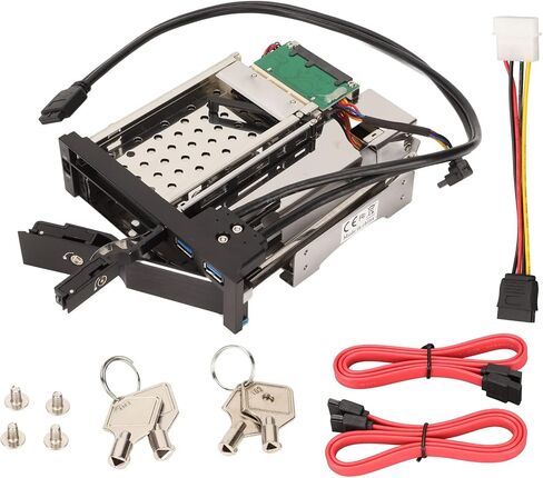 Yoidesu رف القرص الصلب الداخلي SATA، 2.5/3.5in Trayless Hot Swap SATA Mobile Rack Dual USB3.0 SATA HDD تصاعد قوس لخليج محرك الأقراص المرنة 5.25in in Kuwait