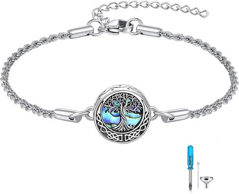 Urn Bracelet For Ashes 925 Sterling Silver Abalone Shell Cremation Keepsake Pendant Locket Bracelet For Women Men in Saudi Arabia