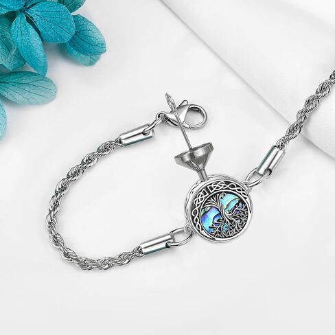 Urn Bracelet For Ashes 925 Sterling Silver Abalone Shell Cremation Keepsake Pendant Locket Bracelet For Women Men in Saudi Arabia