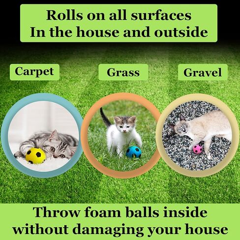 كرات إسفنجية للقطط من كوكو، 3.81 سم، كرات كرة قدم إسفنجية ناعمة للتمرين والأنشطة التفاعلية، كرات قوية ونطاطة للقطط، 8 كرات في كل عبوة in Kuwait