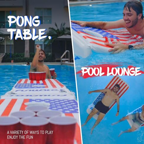 FunWater 4'x2' Cornhole Set Pool Lounge Pong Inflatable with Social Floating Portable Multiple Gameplay in Saudi Arabia