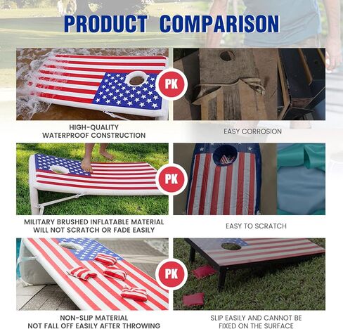 FunWater 4'x2' مجموعة Cornhole صالة حمام السباحة بونغ قابلة للنفخ مع اللعب الاجتماعي العائم المحمول المتعدد in Kuwait