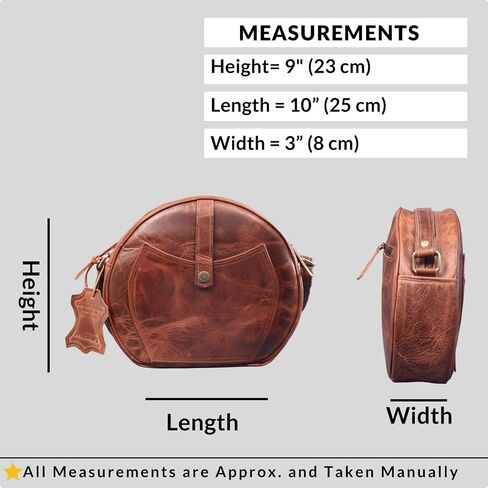Round Genuine Leather Crossbody Bag Girls Side Sling Cross-Over Handbag in Saudi Arabia