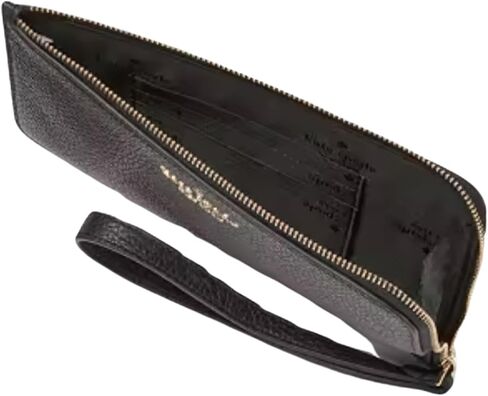 Kate Spade Lucy Glitter Medium L-Zip Wristlet (Black) in Saudi Arabia