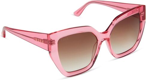 نظارات شمسية كبيرة الحجم من DIFF Blaire Designer للنساء حماية من الأشعة فوق البنفسجية 400، كريستال وردي كاندي + بني متدرج in Kuwait