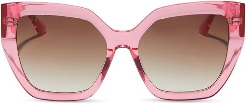 نظارات شمسية كبيرة الحجم من DIFF Blaire Designer للنساء حماية من الأشعة فوق البنفسجية 400، كريستال وردي كاندي + بني متدرج in Kuwait