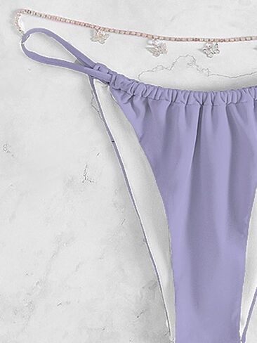 MakeMeChic Women's 2 Piece Bathing Suits Halter Triangle Thong Chain Bikini Swimsuit in Saudi Arabia