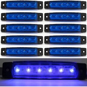 Truck Side Marker Lights,Universal 3.8" Rear Side 6LED Indicators Light Boat Interior Lights Clearance Lights for Car Bus RV Boat Trailer Lorry (Blue)