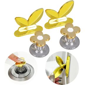 Juneda Toilet Lid Lifter，Toilet seat lifter，Toilet pusher，Toilet lid button can avoid touching the toilet seat lifter Suitable for various bathroom accessories (set of 4) (silver)