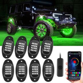 Kairiyard 8 Pods Rock Lights, RGB Underglow LED Lights for Cars APP Control Music Mode Exterior Neon Underglow Rock Light kit Waterproof for Car Truck ATV UTV RZR SUV