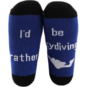 MBMSO Skydive Socks 2 Pairs I'd Rather be Skydiving Socks Funny Skydiving Gifts for Skydiver Parachutist Skydiving Lover Gift